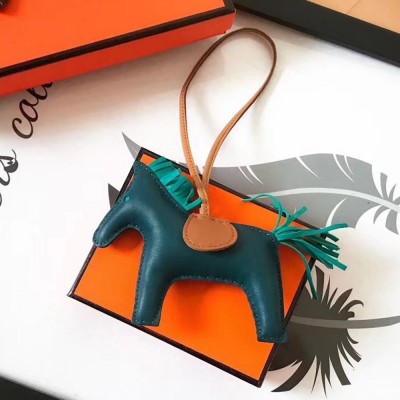 Hermes Rodeo Horse Bag Charm In Malachite Camarel Green Leather