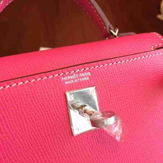 Hermes Rose Tyrien Epsom Kelly Mini II Handmade Bag