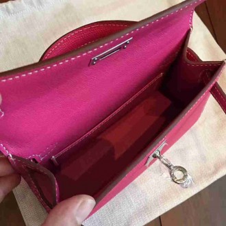 Hermes Rose Tyrien Epsom Kelly Mini II Handmade Bag