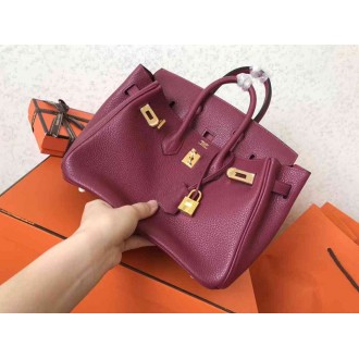 Hermes Ruby Birkin 25cm Clemence Handmade Bag