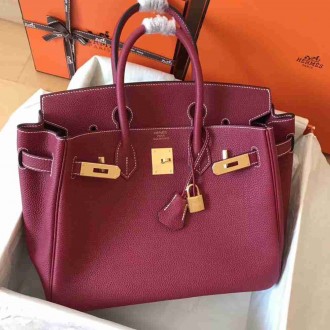 Hermes Ruby Birkin 30cm Clemence Handmade Bag