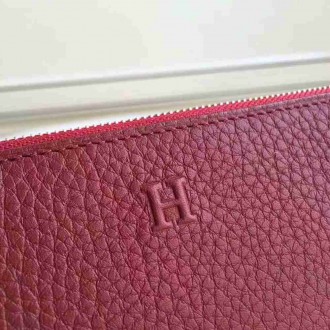 Hermes Ruby Clemence Azap Zipped Wallet
