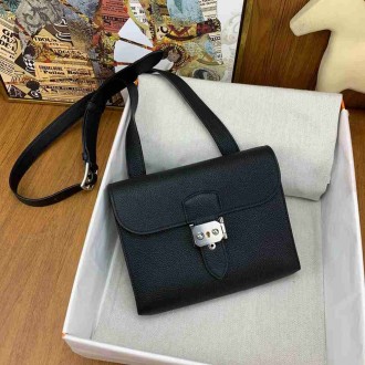 Hermes Sac a Depeches 21 Bag in Black Clemence Leather