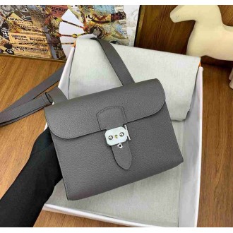 Hermes Sac a Depeches 21 Bag in Etain Clemence Leather