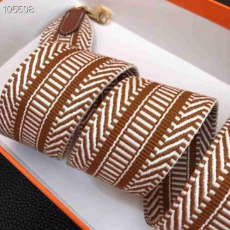Hermes Sangle Cavale 50 mm Bag Strap Bronw White