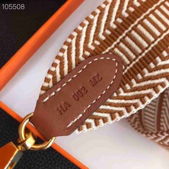 Hermes Sangle Cavale 50 mm Bag Strap Bronw White