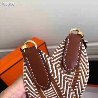Hermes Sangle Cavale 50 mm Bag Strap Bronw White