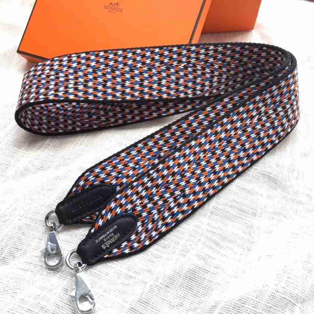 Hermes Sangle Zigzag 50 mm Bag Strap White Blue Orange