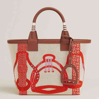 Hermes Steeple 25 Bag in H Plume Canvas with Fantaisie d'Etriers