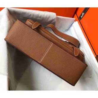 Hermes Steve 35 Messenger Bag In Brown Clemence Calfskin