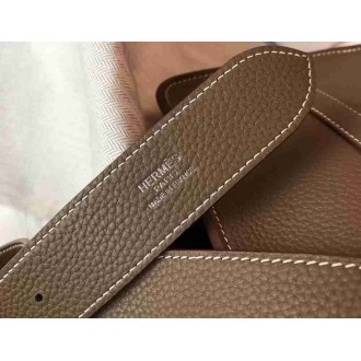 Hermes Steve 35 Messenger Bag In Taupe Clemence Calfskin