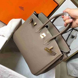 Hermes Taupe Birkin 25cm Swift Handmade Bag