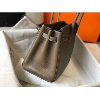 Hermes Taupe Clemence Birkin 30cm Bag