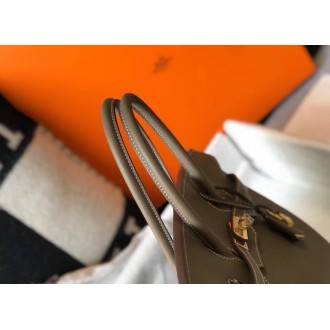 Hermes Taupe Clemence Birkin 35cm Bag