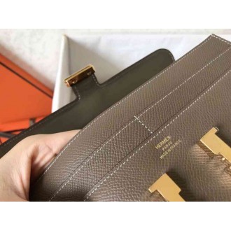 Hermes Taupe Epsom Constance Long Wallet