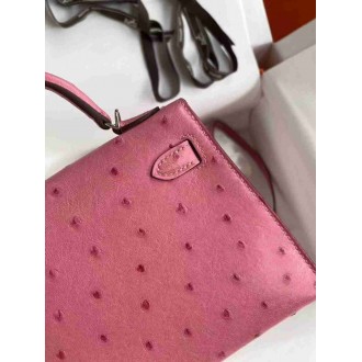 Hermes Terre Cutie Ostrich Kelly Mini II Handmade Bag