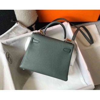 Hermes Vert Amande Clemence Kelly 28cm Bag GHW