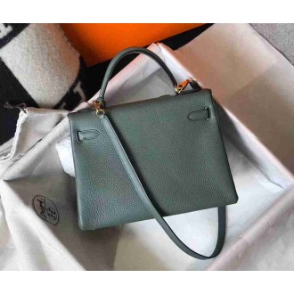 Hermes Vert Amande Clemence Kelly 32cm Retourne Bag