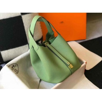Hermes Vert Criquet Picotin Lock MM 22cm Handmade Bag