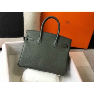 Hermes Vert Fonce Clemence Birkin 30cm Bag GHW