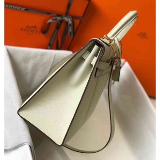 Hermes White Epsom Kelly 32cm Sellier Bag