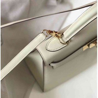 Hermes White Epsom Kelly 32cm Sellier Bag