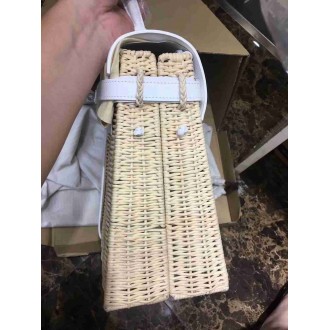 Hermes White Picnic Kelly 35cm Wicker Bag