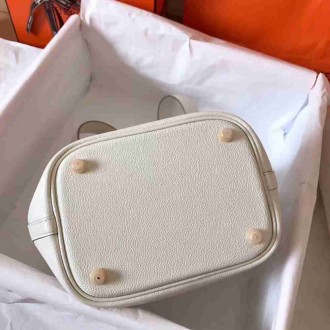 Hermes White Picotin Lock PM 18cm Handmade Bag