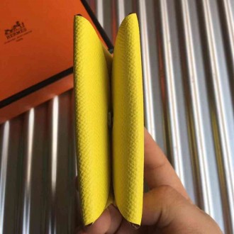 Hermes Yellow Epsom Calvi Card Holder