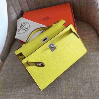 Hermes Yellow Kelly Pochette Epsom Handmade Bag