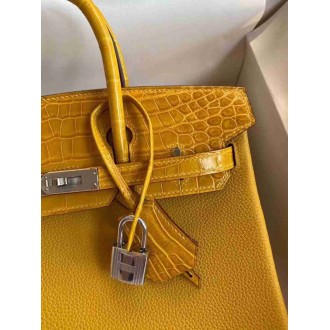 Hermes Yellow Touch Birkin 30cm Bag Shiny Niloticus Crocodile Skin