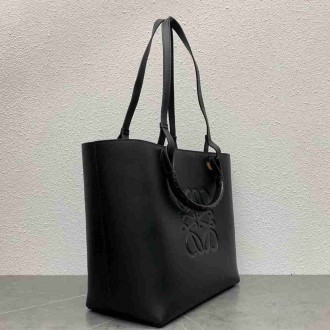 Loewe Anagram Small Tote In Black Classic Calfskin