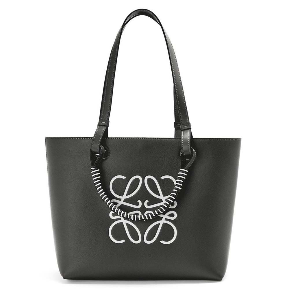 Loewe Anagram Small Tote In Noir Classic Calfskin