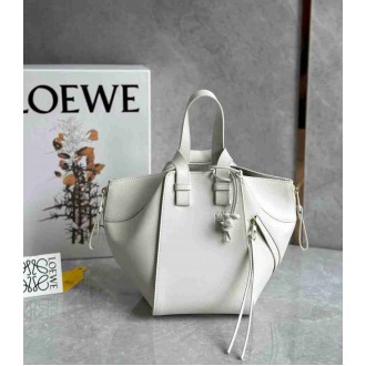 Loewe Compact Hammock Bag in White Satin Calfskin