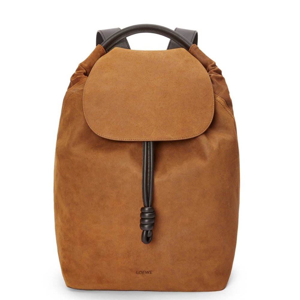 Loewe Flamenco Backpack in Brown Suede Calfskin