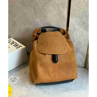 Loewe Flamenco Backpack in Brown Suede Calfskin