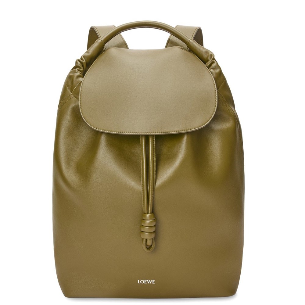 Loewe Flamenco Backpack in Olive Supple Calfskin