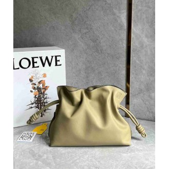 Loewe Flamenco Clutch Bag In Clay Green Calfskin