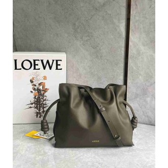 Loewe Flamenco Clutch Bag in Khaki Green Nappa Calfskin