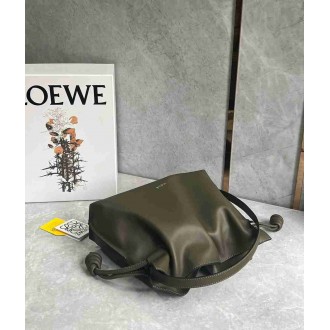 Loewe Flamenco Clutch Bag in Khaki Green Nappa Calfskin