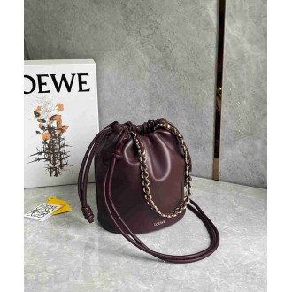 Loewe Flamenco Purse Bucket Bag in Burgundy Nappa Lambskin