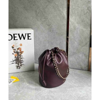 Loewe Flamenco Purse Bucket Bag in Burgundy Nappa Lambskin
