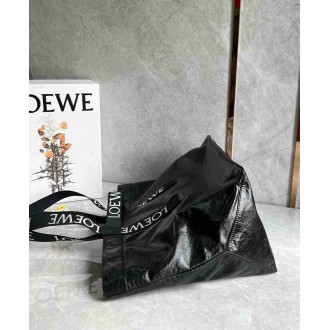 Loewe Fold Shopper Bag in Black Paper Calfskin