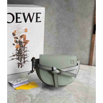 Loewe Gate Dual Mini Bag In Ash Grey Calfskin