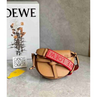 Loewe Gate Dual Mini Bag In Brown Calfskin