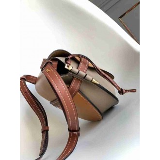 Loewe Gate Small Bag In Amber/Grey Calfskin and Jacquard