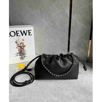 Loewe Medium Flamenco Purse in Black Deerskin