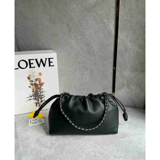Loewe Medium Flamenco Purse in Black Deerskin