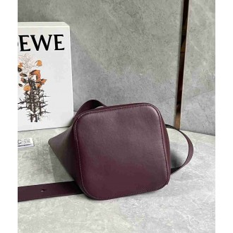 Loewe Medium Pebble Bucket Bag in Burgundy Calfskin