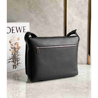 Loewe Military Messenger Bag in Black Grained Calfskin